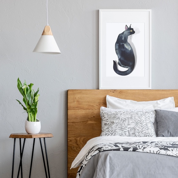 Watercolor Black Cat Portrait Wall Art Print Poster Unframed - Picture 7 of 16